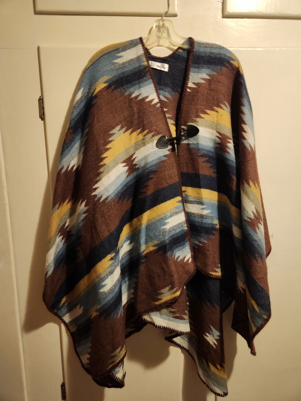 Brown Western Jacquard Blanket Poncho